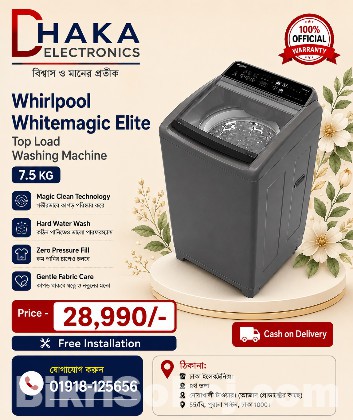 Whirlpool Whitemagic Elite Top Load Washing Machine 7.5 KG